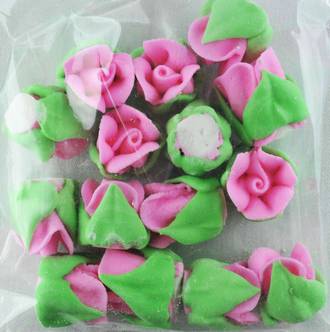 Icing Pink Roses Buds 15mm, Pkt 15
